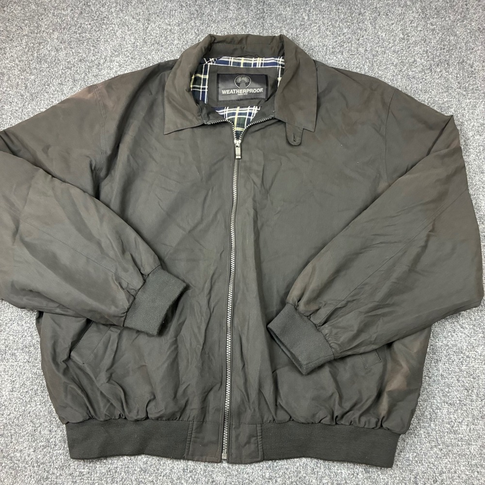 Weatherproof Mens Size XL Black Full Zip Plaid Lined Golf Bomber Jacket